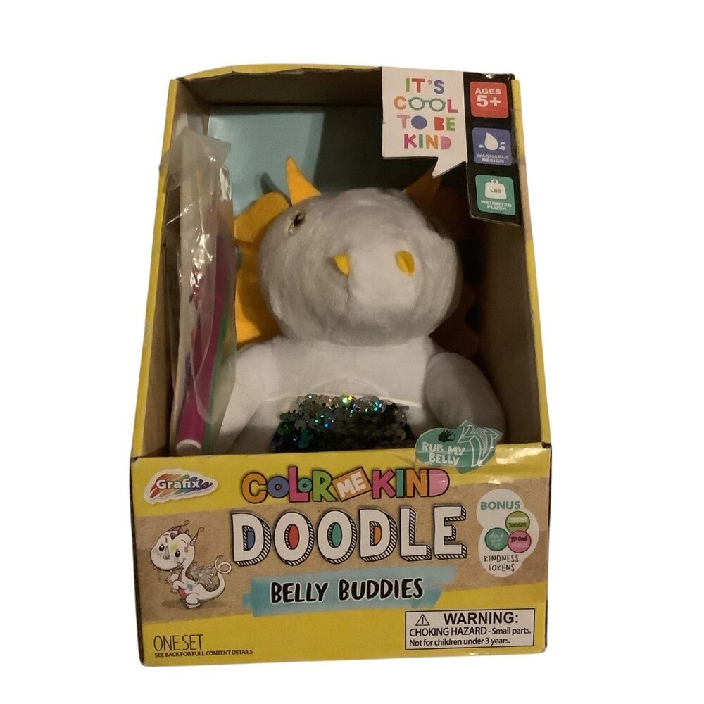 Grafix Color Me Kind Doodle Dinosaur Belly‎ Buddies Plush Toy Markers Stickers